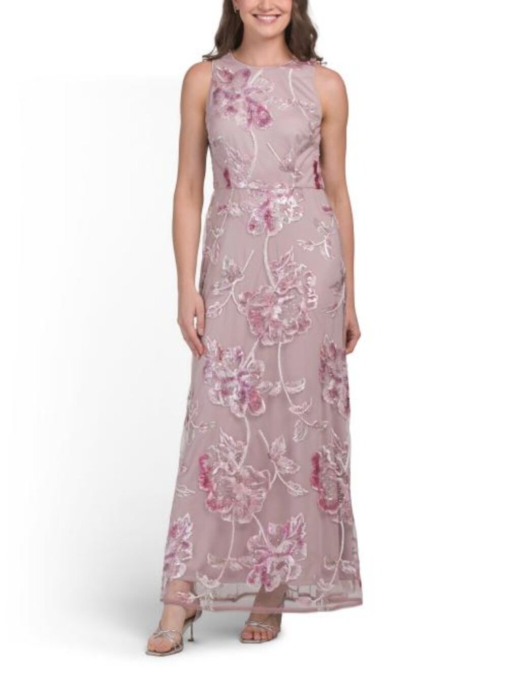 ALEX EVENINGS Petite Long Sequin Embroidered Dress